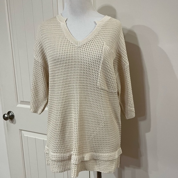 Coco + Carmen Sweaters - Coco + Carmen Cream Textured Knit Top